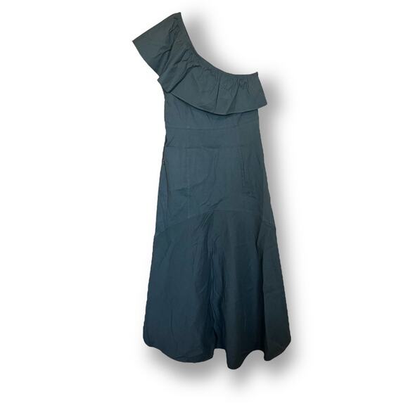 A.L.C. Evangeline Flared One Shoulder Ruffle Midi Dress Sz 6 - Picture 4 of 10